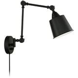 360 Lighting Mendes Modern Wall Lamps Set of 2 Black Metal Plug-in 12 1 ...