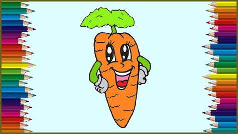 How to draw a cute carrot easy for beginners. Cartoon carrot drawing step by ste... | Easy ...