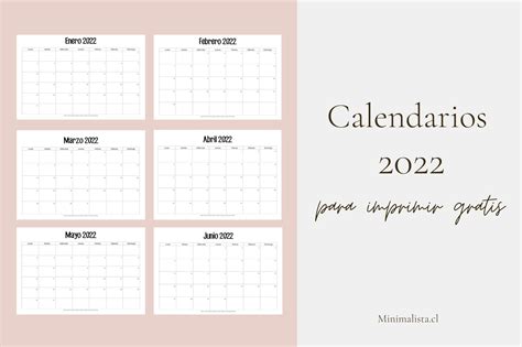 Calendarios 2022 para Imprimir - Minimalista