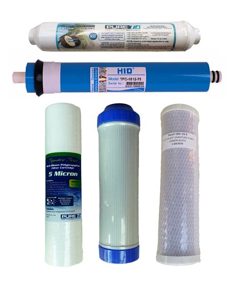 Water Filter Set with RO Membrane, 75 GPD Membrane, for 5 Stage System ...