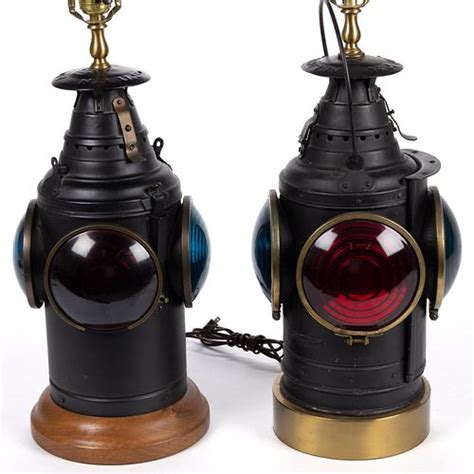 DRESSEL ARLINGTON, NEW JERSEY RAILROAD SWITCH LANTERNS MOUNTED AS LAMPS, LOT OF TWO sold at ...