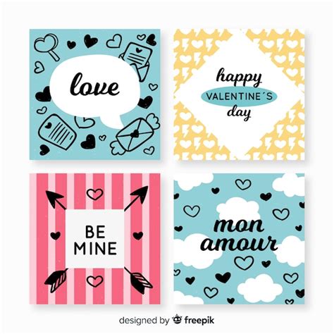 Free Vector | Valentine's day cards set