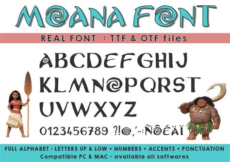 Moana font ttf otf available on all softwares compatible