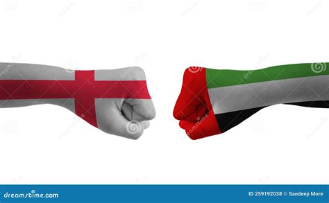 England Vs United Arab Emirates Hand Flag Cricket Match Stock Photo ...