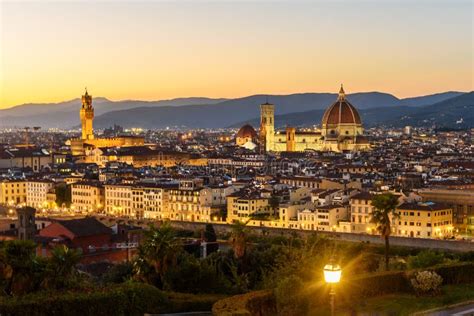 View of Florence from Piazzale Michelangelo at Night. Italy Stock Image - Image of florence ...