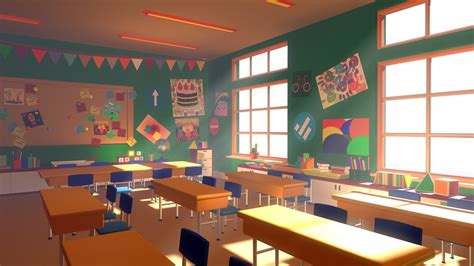 3D classroom 02 cartoon - model - TurboSquid 1389590