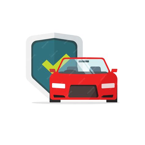 Premium Vector | Car insurance symbol or automobile protected with shield illustration flat cartoon