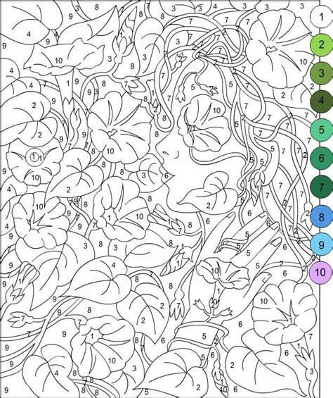 Lady Color by Number for Adult Coloring Page - Free Printable Coloring Pages for Kids