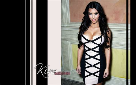 HD wallpaper: Kim Kardashian in beautiful dress, women's white and black sweetheart dress ...