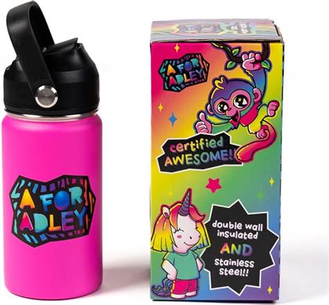 A FOR ADLEY Merch Official Product Adley's Super Cold and Colorful Neon Rainbow Water Bottles ...