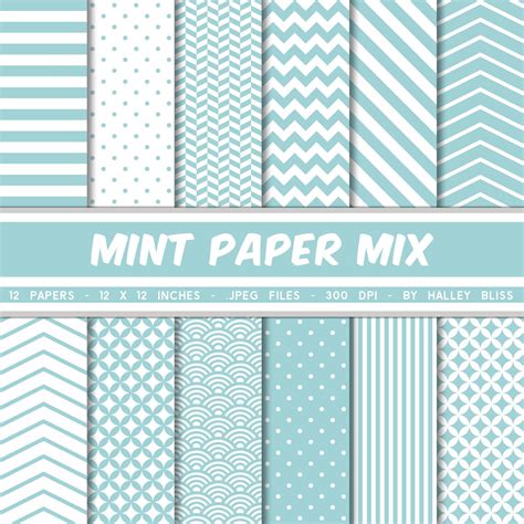 Mint Digital Paper Mint Paper Pack Mint Digital Patterns - Etsy