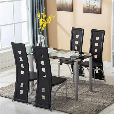 Ktaxon Dining Table Set Tempered Glass Dining Table with 4pcs Chairs ...