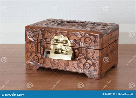 Very Old Wooden Chest with Simple Lock Stock Photo - Image of ...