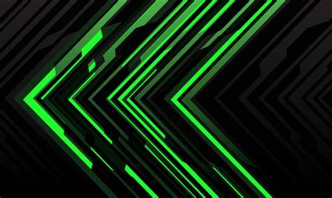 Abstract green arrow light cyber geometric technology futuristic direction on black design ...