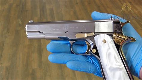 Custom 1911 COLT Government 38 Super, Mirror Finish Black Chrome & 24K Gold - YouTube