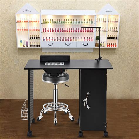 II Nail Salon Metal Manicure Table With Vent and LED Lamp - Salon ...