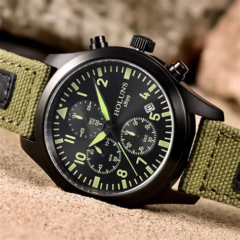 Holuns Pilot Watch Men Military Sport Army Quartz Relogio Masculino 2018 Male Watches Canvas ...