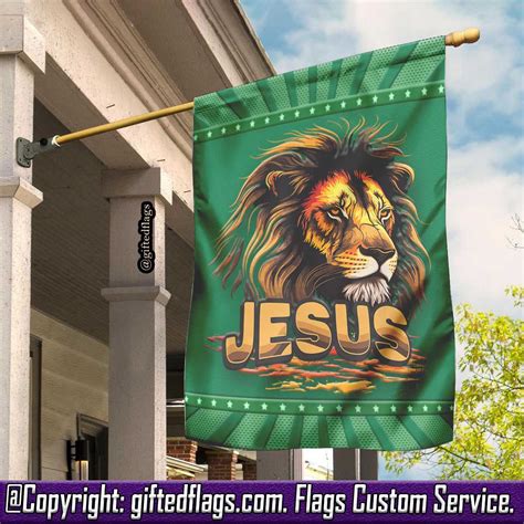 Lion Of Judah Jesus Lion Christian Lion Cross Garden Flag, House Flag, Home Decor, Outdoor Decor ...