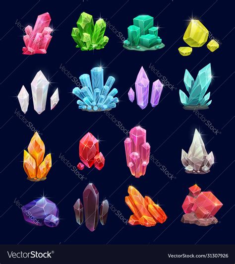 Crystal gems gemstone icons Royalty Free Vector Image