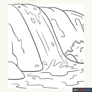 Waterfall Coloring Page | Easy Drawing Guides