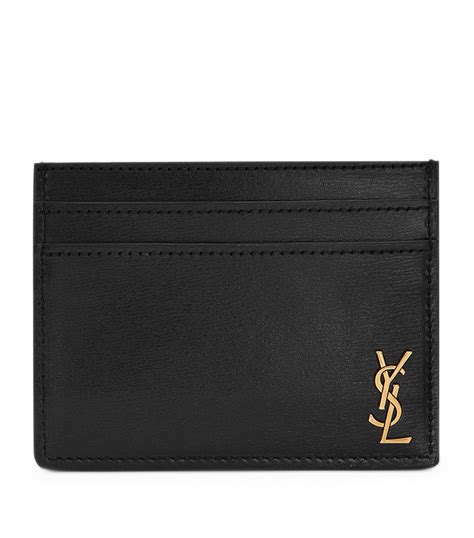 Saint Laurent black Leather Monogram Card Holder | Harrods UK