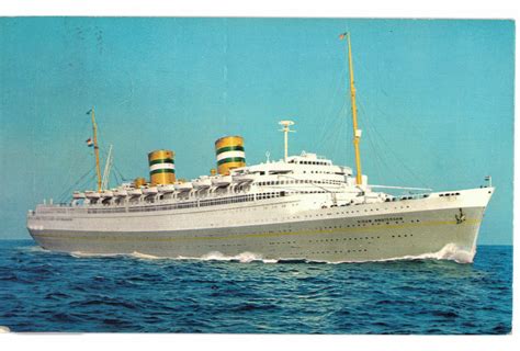 Chrome postcard. SS Nieuw Amsterdam, Holland-America Line 1968. | Jackie's Vintage Postcards