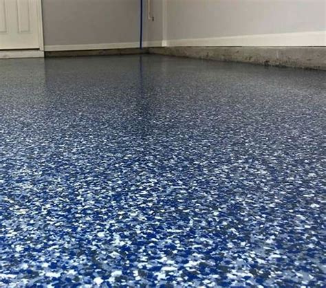 Bright Blue Epoxy Floor Garage Installation | View Photos