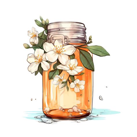 Premium Vector | A drawing of a jar with flowers in it