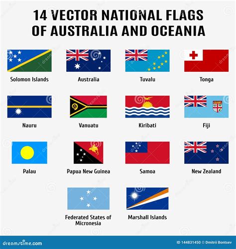 Vector Collection of 14 National Flags of Australia and Oceania Stock Vector - Illustration of ...