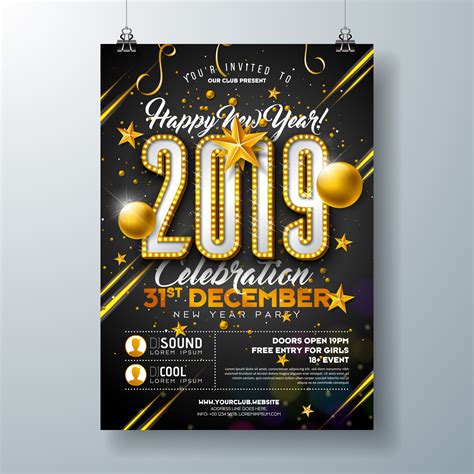 2019 New Year Party Celebration Poster 331689 Vector Art at Vecteezy