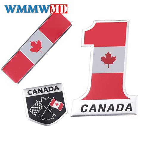 Car Styling Canada National Flag 3D Metal Chrome Aluminium Alloy 3D Emblem Badge Sticker ...