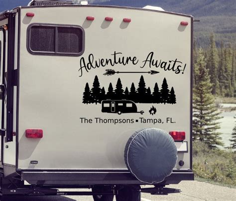 Adventure awaits, personalized rv decal, last name decal, Custom rv decal, camper decal ...