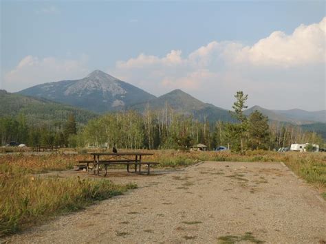 Hahns Peak hovers behind the park.