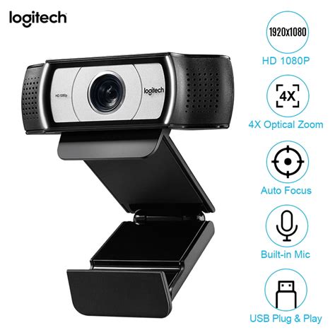 Logitech 1080P HD Computer Camera Streaming Webcam 90° Wide Viewing 4X ...