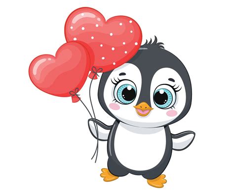 Valentines Day Cute Penguin Clip Art PNG EPS JPEG Baby | Etsy