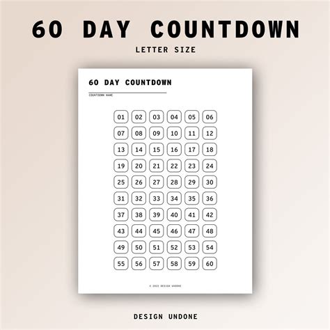 60 Day Countdown Habit Tracker Printable Letter-sized - Etsy Ireland