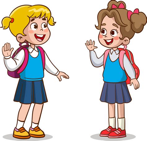 little kid say hello to friend and go to school together 13479807 Vector Art at Vecteezy