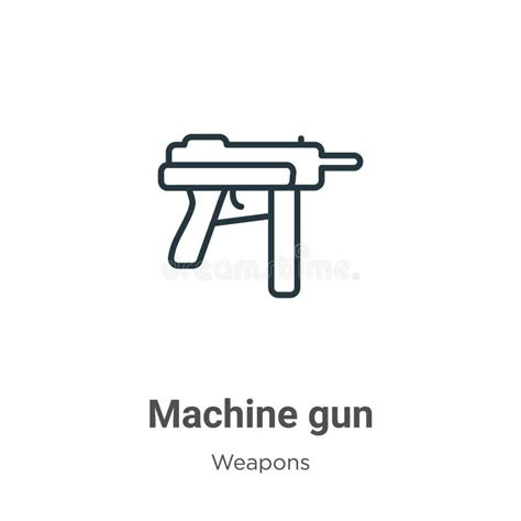 Machine Gun Outline Vector Icon. Thin Line Black Machine Gun Icon, Flat ...