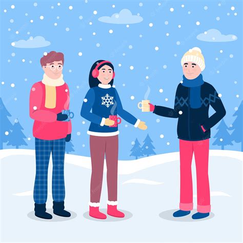 Premium Vector | Flat illustration of winter people