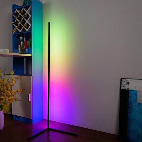 Orren Ellis Corner Floor Lamp RGB Color Changing Standing Lamps Dimmable LED 55" Tall Reading ...