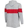 Men's Heathered Gray/Scarlet Ohio State Buckeyes Big & Tall Long Sleeve Jersey Hoodie T-Shirt