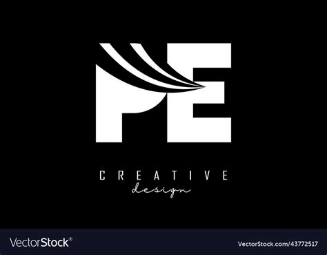 Creative white letters pe p e logo with leading Vector Image