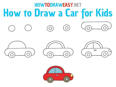 How to Draw a Car for Kids Step by Step | Car drawing kids, Drawing for ...