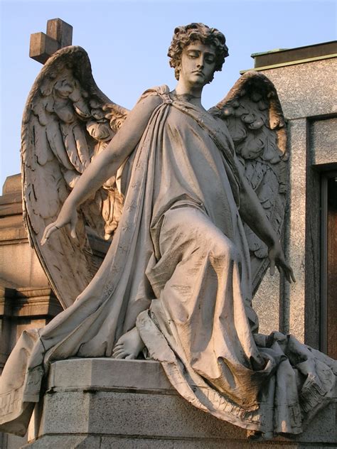 Sculpture on a gravestone in the monumental cemetery in Milan | Angel ...