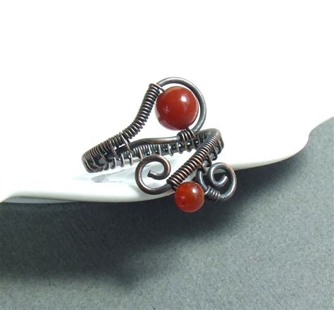 Carnelian Rustic Ring Red Stone Rustic Look Ring Birthstone - Etsy