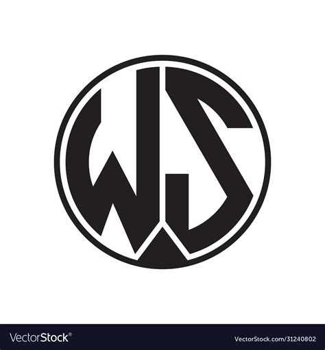 Ws logo monogram circle with piece ribbon style Vector Image