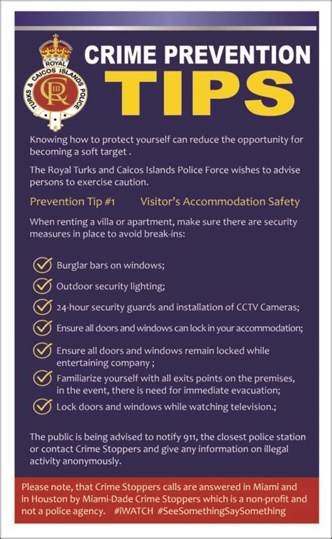 Crime Prevention Tips – Visitor Safety - Royal Turks and Caicos Island Police