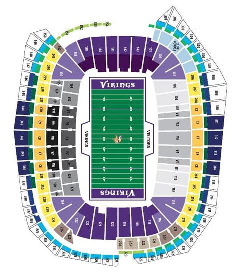 Minnesota Vikings Seating Chart Map at US Bank Stadium