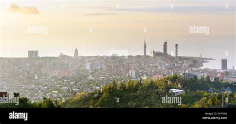 Skyline of Batumi city from viewpoint at sunset. Georgia Stock Photo - Alamy