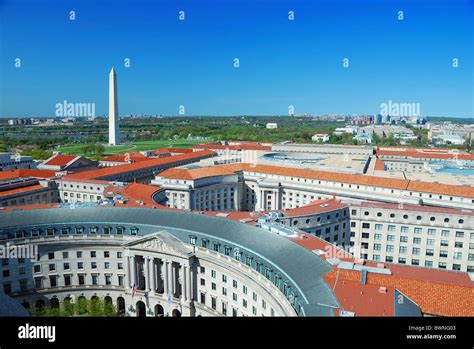 Washington DC aerial view with Washington monument and historical ...